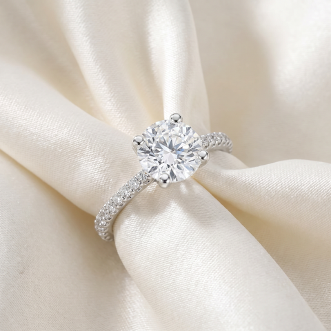 Certified 3 Ct Diamond Engagement Solitaire Ring 14K White Gold Lab Grown G/SI1