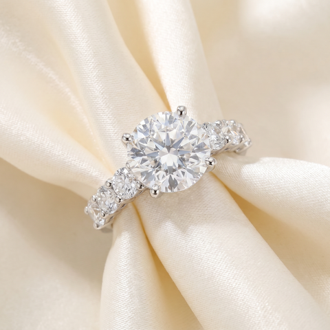 Certified G/VS 4Ct Diamond Engagement Ring 14k Gold Lab Grown