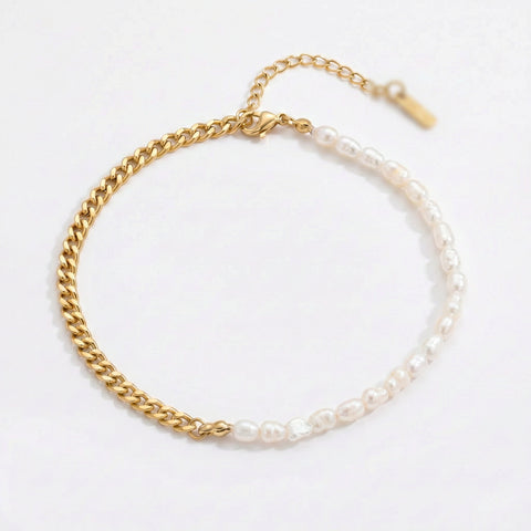 Eden 5mm Freshwater Pearl Anklet 18k Gold Plated 9" with 1.5" Extender