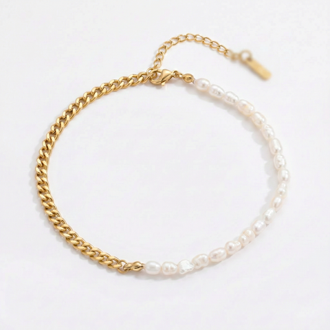 Eden 5mm Freshwater Pearl Anklet 18k Gold Plated 9" with 1.5" Extender