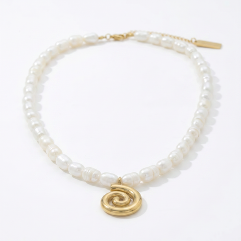 Athena 18" Pearl 18k Yellow Gold Plated Pendant Necklace