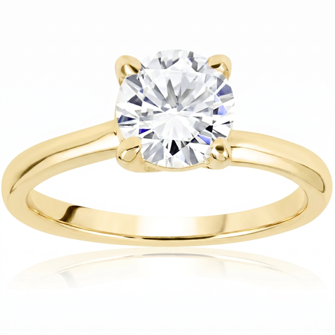 G/SI 1 ct Round Diamond Solitaire Engagement Ring 14k Yellow Gold Enhanced