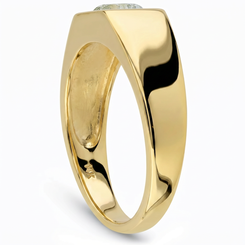 1 ct Solitaire Yellow Gold Diamond Mens Ring Polished Wedding Band  Enhanced 14k