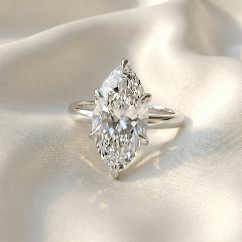 Certified 5Ct Kelly Marquise Solitaire Engagement Ring 14k Gold or Pt Lab Grown