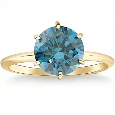 VS 2Ct Blue Diamond Solitaire Engagement Ring 14k White or Yellow Gold Lab Grown