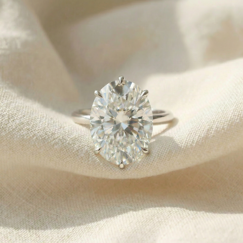 Certified 3CT Platinum Oval Diamond Engagement Ring Lab Grown (GH/VS2-SI1)