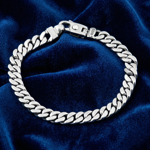 Men's Cuban Link 14k Gold Solid 950 Platinum 8mm Link Bracelet 7.5"