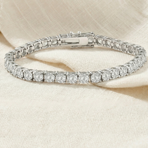 13Ct Round-Cut Diamond Tennis Bracelet 14k White Gold 7" Lab Grown (F/VS)
