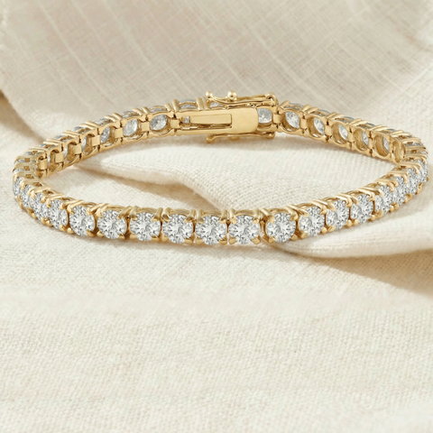 12Ct Round-Cut Diamond Tennis Bracelet 14k Yellow Gold 7" Lab Grown (F/VS)