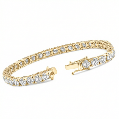 13Ct Round-Cut Diamond Tennis Bracelet 14k Yellow Gold 7" Lab Grown (F/VS)