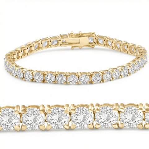 13Ct Round-Cut Diamond Tennis Bracelet 14k Yellow Gold 7" Lab Grown (F/VS)