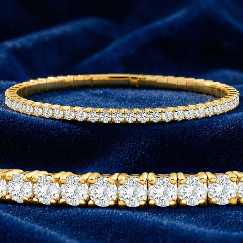 4Ct F/VS Diamond Flexible Oval Bangle Women's Bracelet 14k Yellow Gold Lab Grown