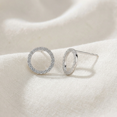 1/4Ct Diamond Circle Studs Women's Earrings in 10K Rose Gold Lab Grown
