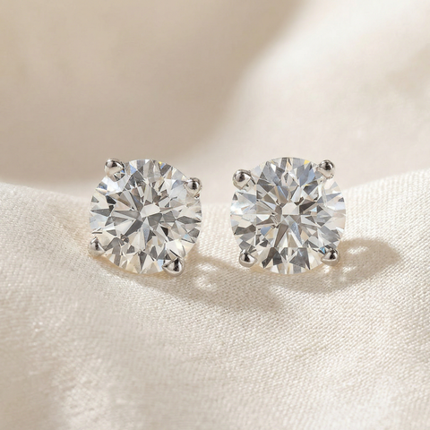 Certified 2.50Ct TW Diamond Studs 14k White Gold Lab Grown (GH-VS2-SI1)