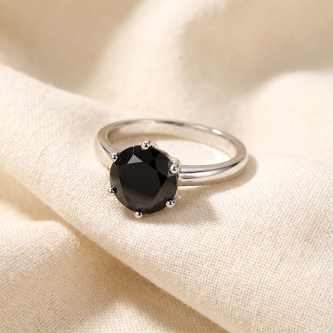 2 ct Treated Black Diamond Solitaire Engagement Ring 14K White Gold