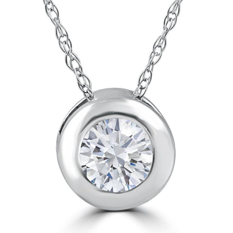.25 - 1.00Ct Round Diamond Solitaire Pendant Necklace 14k White or Yellow Gold