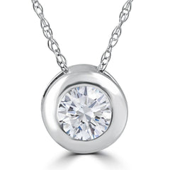 .25 - 1.00Ct Round Diamond Solitaire Pendant Necklace 14k White or Yellow Gold