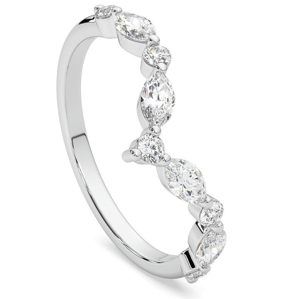 .60Ct Diamond Guard Insert V Shape Marquise Wedding Ring 10k Gold Lab ...