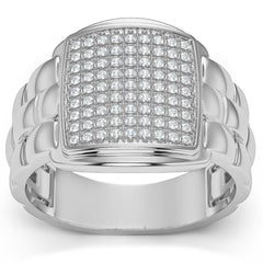 VS 1/4Ct Pave Diamond Men's Wide Ring Lab Grown in White, Yellow, or Rose Gold