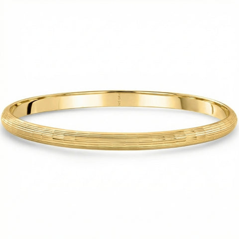 5mm Brushed Bangle Bracelet 18k Yellow Gold Over Silver