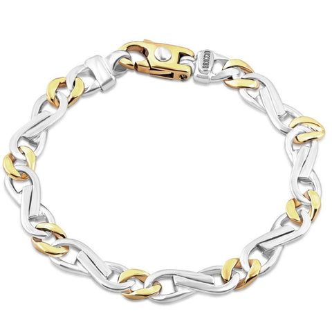 Men's Solid Fancy Figaro 14k Gold (31grams) or Platinum (51gram) Two Tone 8mm Bracelet 8.25"