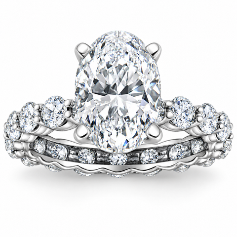 H/VS1 6Ct TW Diamond Engagement Eternity Oval Cut Ring 14k White Gold Lab Grown