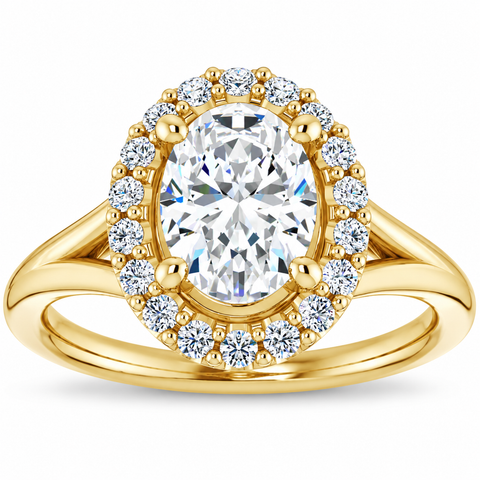 G/VS 1 1.15Ct Oval Diamond Engagement Ring 14k Yellow Gold Halo Band Enhanced