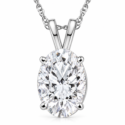 G/VS 2Ct Oval Diamond Solitaire Certified Lab Grown Diamond Pendant Necklace