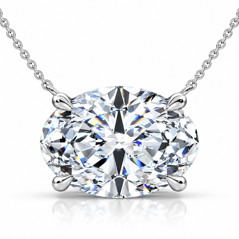 Certified 4Ct Diamond Oval Solitaire Pendant 14k Gold 18" Womens Chain Lab Grown