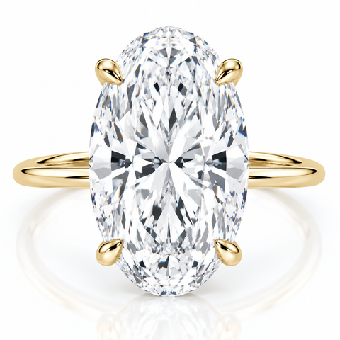 Certified 10Ct Oval Diamond Solitaire Engagement Ring 14k Gold Lab Grown