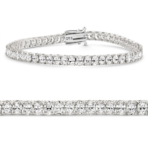 10Ct Oval Diamond Tennis Bracelet 14k Gold 7" Lab Grown North South Set