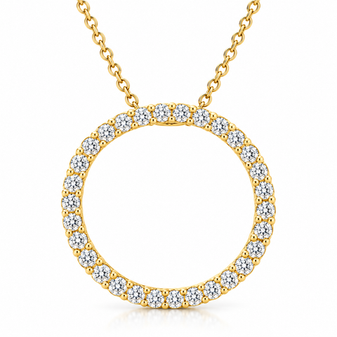 Yellow Gold 1/2ct Circle Of Life Lab Grown Diamond Pendant Necklace (3/4'' tall)