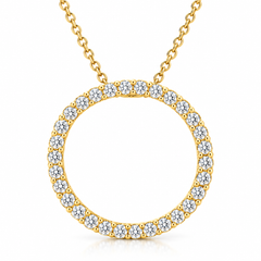 Yellow Gold 1/2ct Circle Of Life Lab Grown Diamond Pendant Necklace (3/4'' tall)