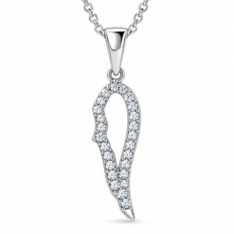 1/10ct Angel Wing Diamond Dangle Diamond Pendant 14K White Gold