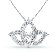 3/8ct Diamond Lotus Flower Pendant Necklace 14K White Gold