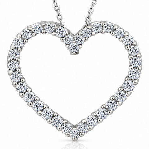 10K White Gold 1/2 Ct TW Lab Grown Diamond Heart Pendant 18" Women's Necklace
