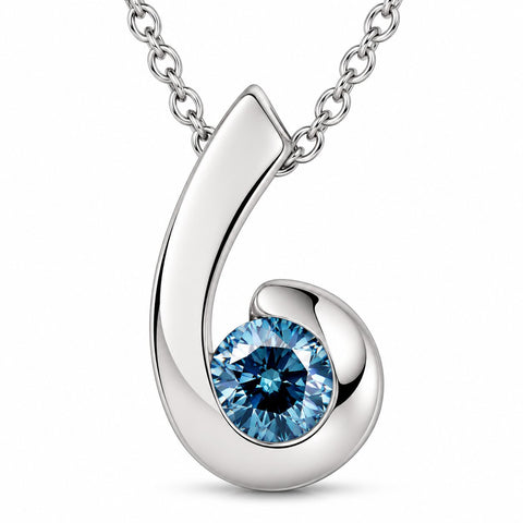1/4ct Treated Blue Diamond Solitaire Pendant Solid 14K White Gold