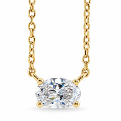 VS 1/2Ct Oval Sideways Solitaire Grown Diamond Necklace 14k White or Yellow Gold