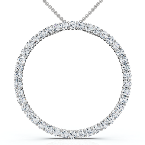 1Ct TW Circle Diamond Pendant 10K White Gold Necklace Lab Grown
