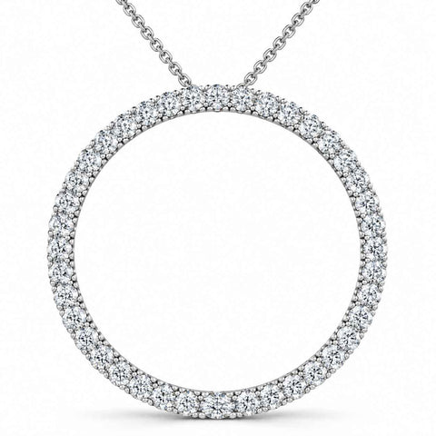 3/4ct Circle Diamond Pendant 14K White Gold Eco Friendly Lab Created