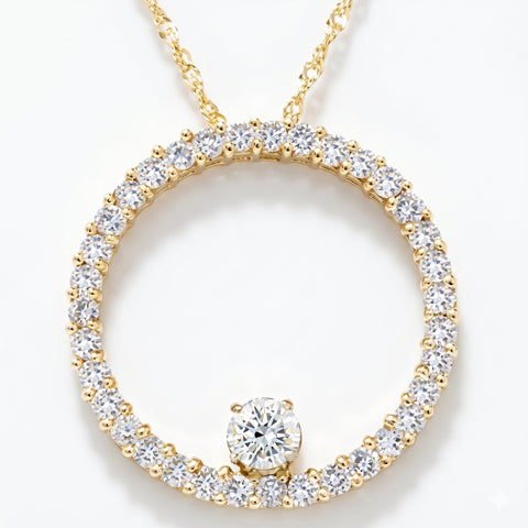 1 1/2ct Circle Of Life Diamond Pendant 14K Yellow Gold