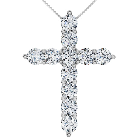 4Ct TW Diamond Cross Pendant 14k Gold Women's 18" Necklace Lab Grown