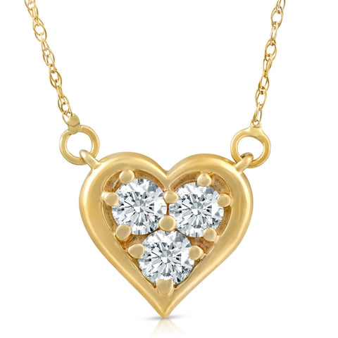1/2Ct Diamond Heart Pendant in 14k White Yellow or Rose Gold 18" Necklace