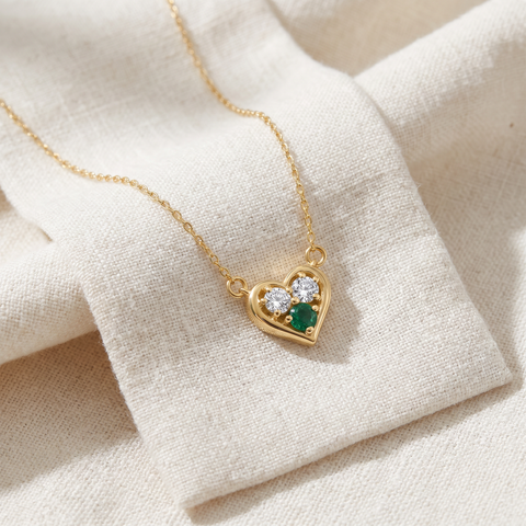 1/2Ct Heart Shape Emerald & Diamond Pendant 10k Gold Women's Necklace lab Grown