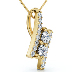 VS 1/2Ct Two Stone Diamond Pendant Gold Necklace Lab Grown 18" Lab Grown