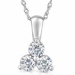 2 Ct TW Diamond 3-Stone Pendant in 14k White Gold Necklace Lab Grown
