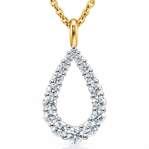 1/2Ct Pear Shape Lab Grown Diamond Pendant 10k White or Yellow Gold Necklace