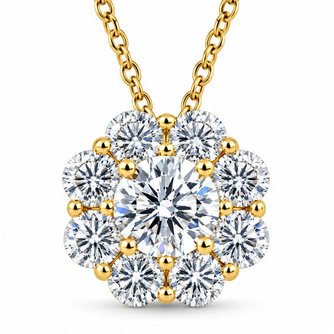 1 Ct Diamond Pendant 10k Yellow Gold Necklace