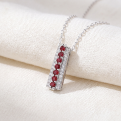1 1/2ct Ruby & Diamond Pendant 14 Karat White Gold 1" Tall