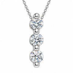 1/2Ct Diamond Necklace Three Stone Pendant in 10k White or Yellow Gold